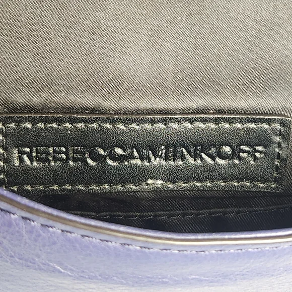 REBECCA MINKOFF Mini Love Chevron Quilted Crossbody Bag Blue Leather Purse - Picture 2 of 13